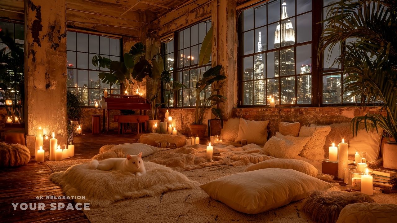 You Are Not Alone 🌙 Cozy NYC Night with Sleeping Cat & Jazz (Soul Healing)