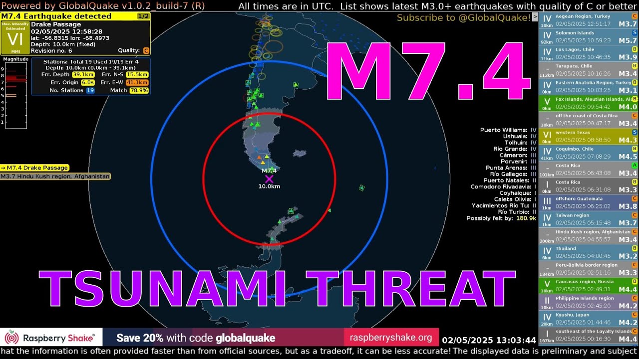 Magnitude 7.4 Quake Causes Tsunami Threat in Chile - May 2nd, 2025
