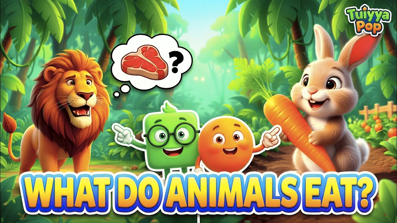 Чем питаются животные? 🍎🥕 | Узнайте о еде животных для детей | Tuiyya Pop