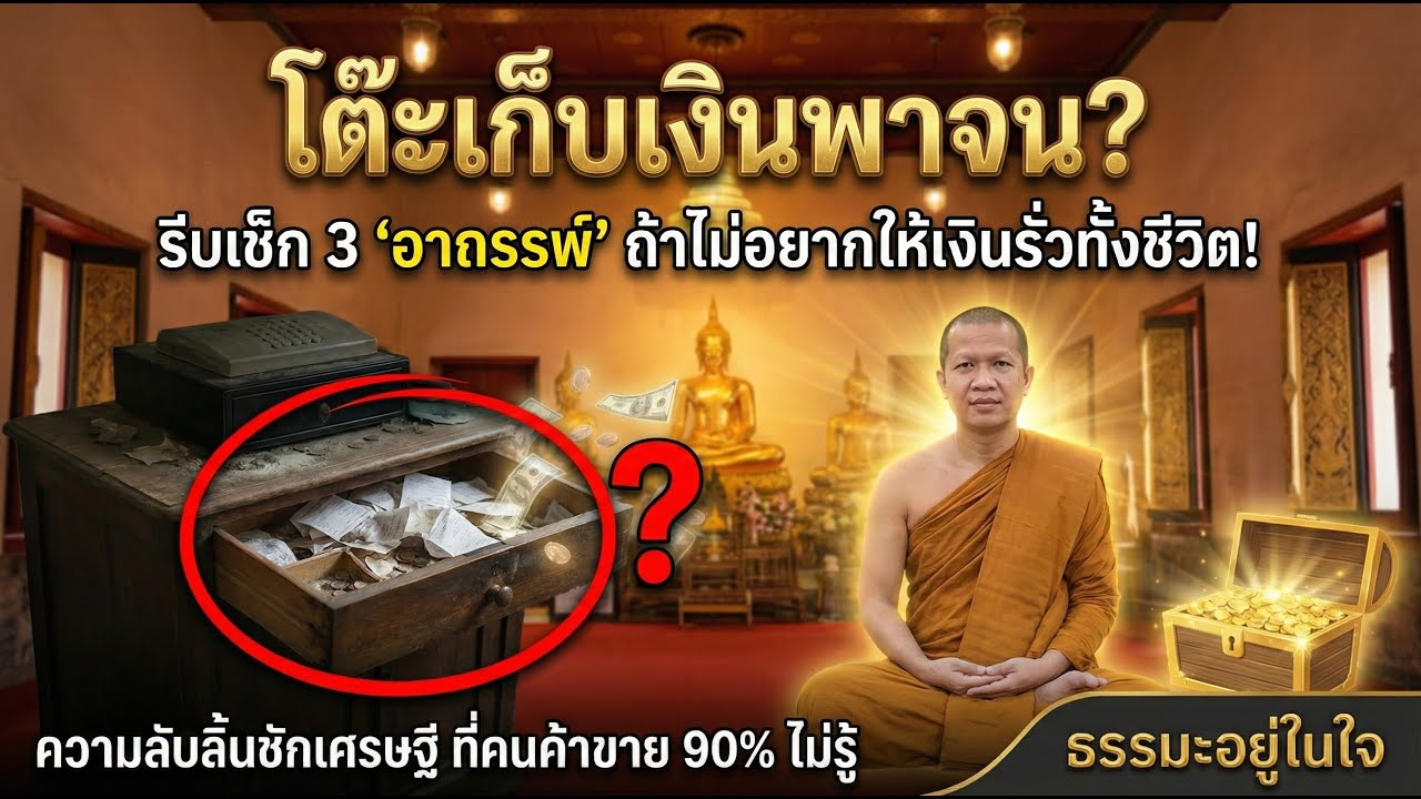 โต๊ะเก็บเงินพาจน? รีบเช็ก 3 จุดหลัก ถ้าไม่อยากให้เงินรั่วทั้งชีวิต! (ความลับลิ้นชักเศรษฐี) #ธรรมะ