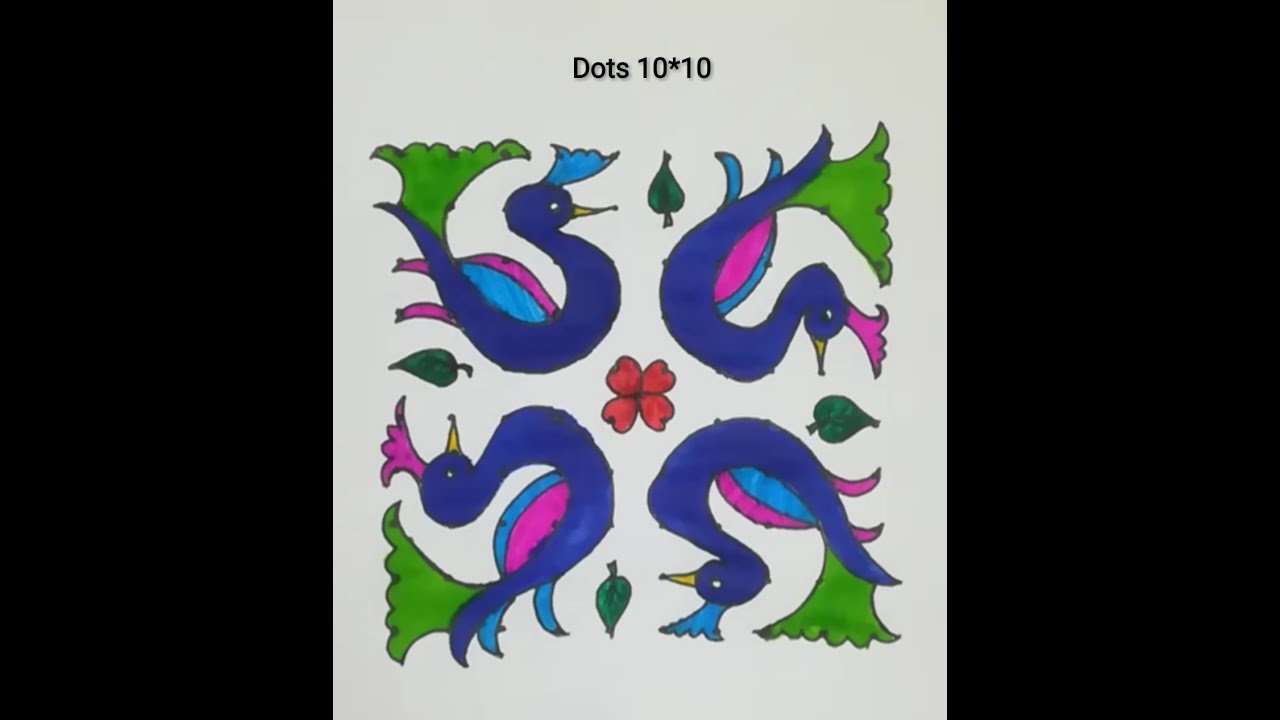 Легкий дизайн ранголи колам /точки 10*10 #easyrangoli #rangoli #kolams #mugulu #easykolam