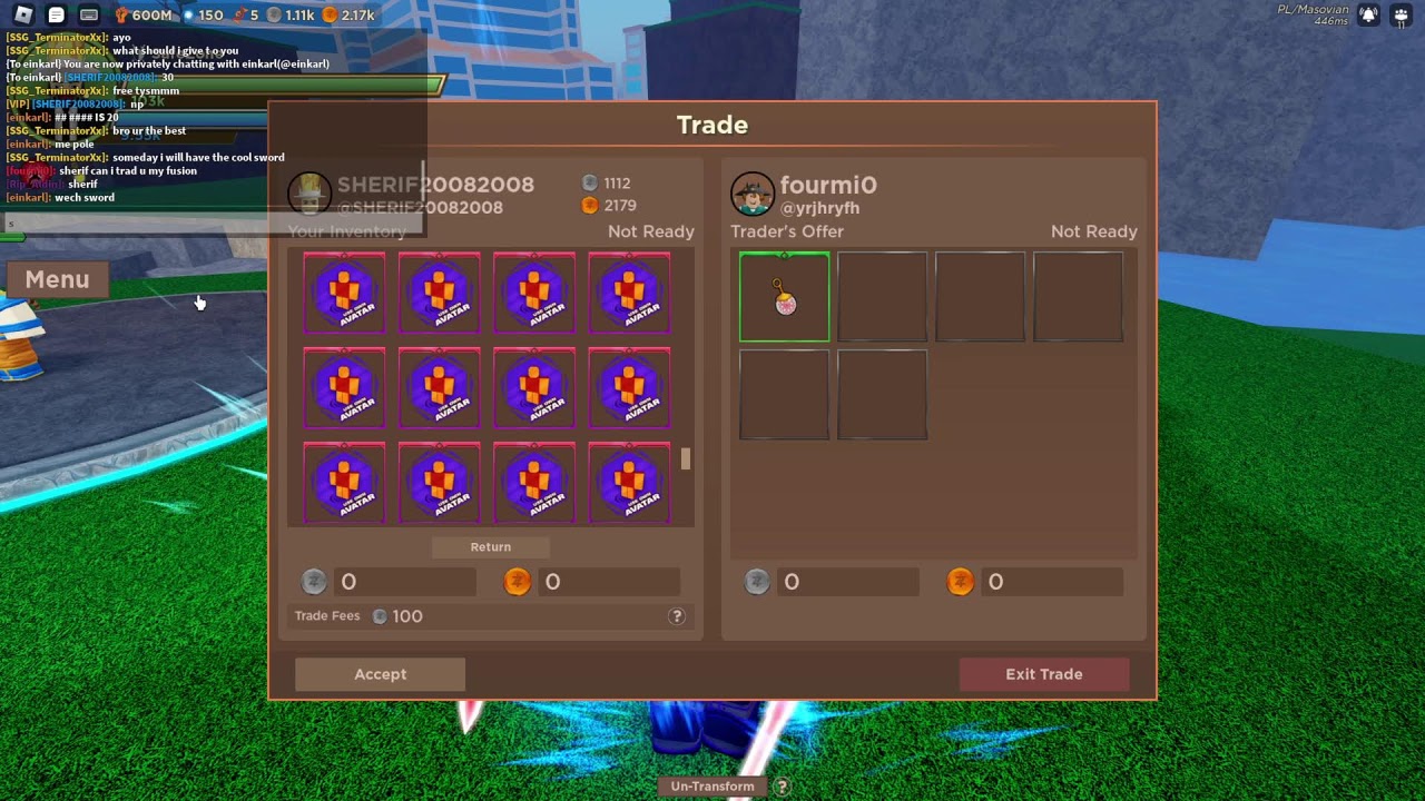 Trading My Items in Dragon Blox