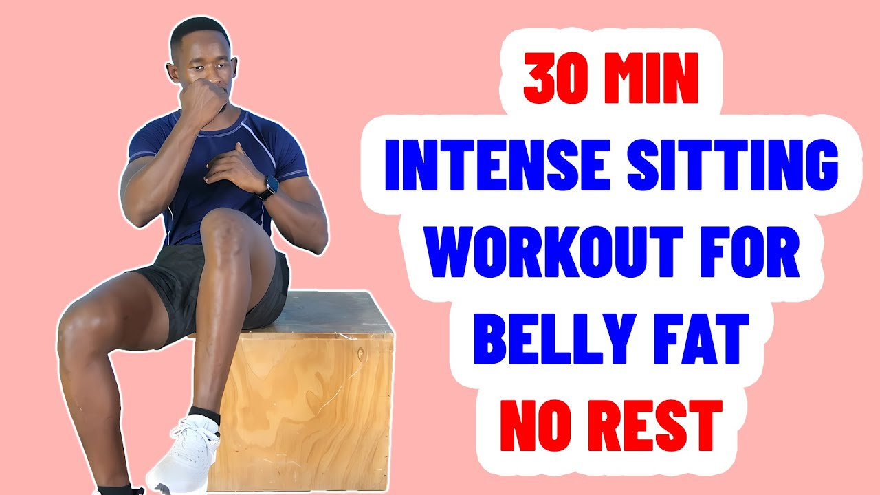 SITTING CHAIR WORKOUT FOR BELLY FAT - 30 Min Intense Chair Cardio - No Rests