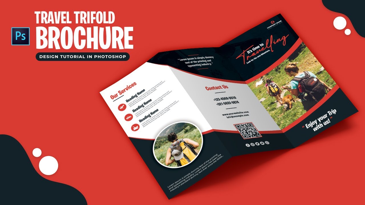 How to Design Travelling Trifold Brochure | Adobe Photoshop Tutorial | Speed Art | Grafix Mentor