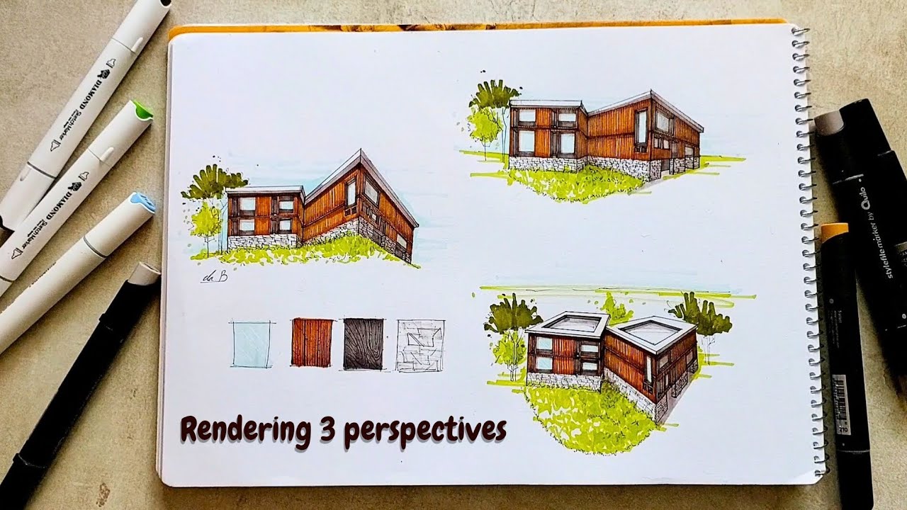 Rendering with alcohol marker | architecture | sketch | perspective 