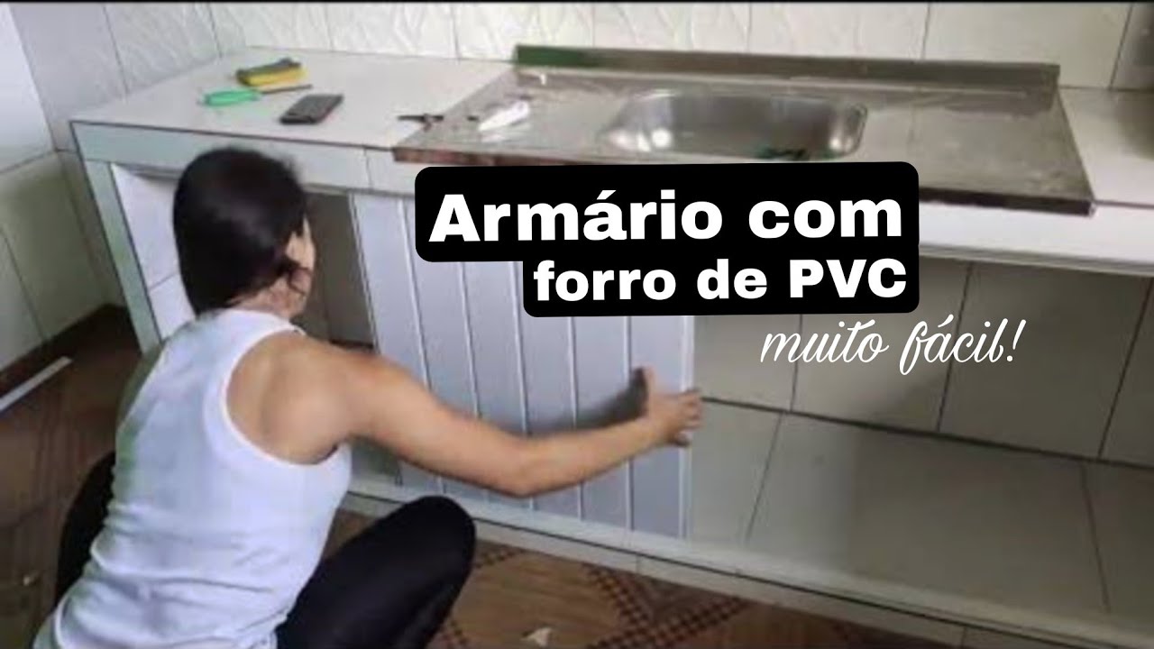 Como fazer armário para pia de forro PVC gastando pouco PORTA DE CORRER PARA PIA FEITA DE PVC