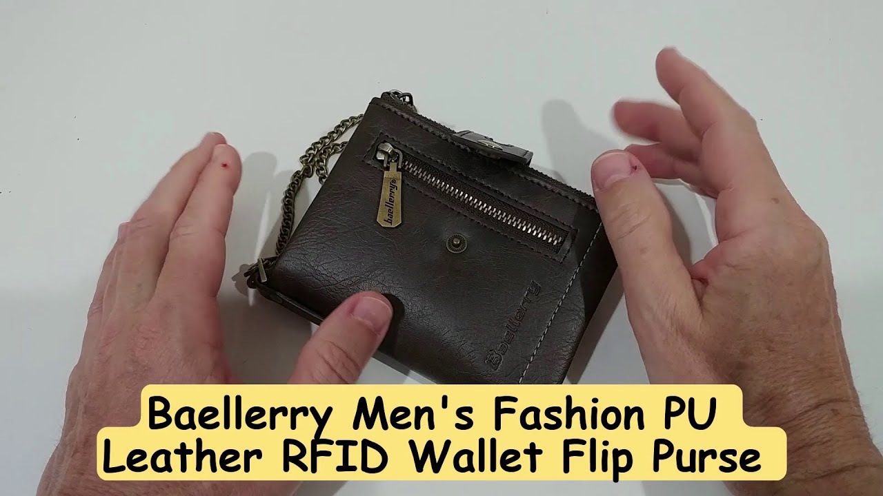 Baellerry Men's Fashion PU Leather RFID Wallet Flip Purse ID Card Holder On Coin Compartment Review