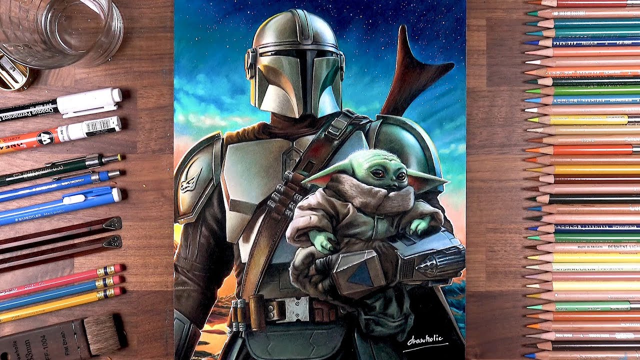 Drawing The Mandalorian : Din Djarin & Grogu | drawholic