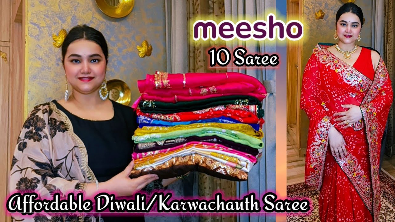 Meesho Beautiful Affordable Diwali/Karwachauth special Saree @PoojaRikichoyal 