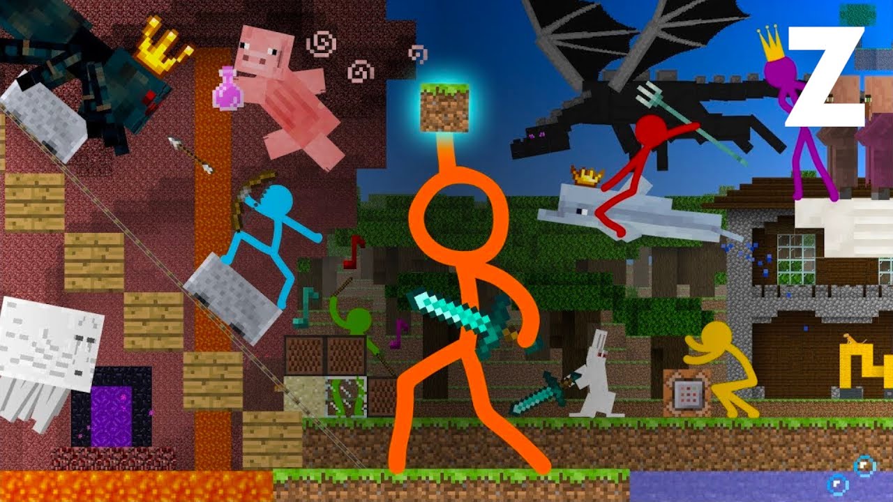Заквиель смотрит Alan Becker — Animation vs. Minecraft — Эпизоды 1-26