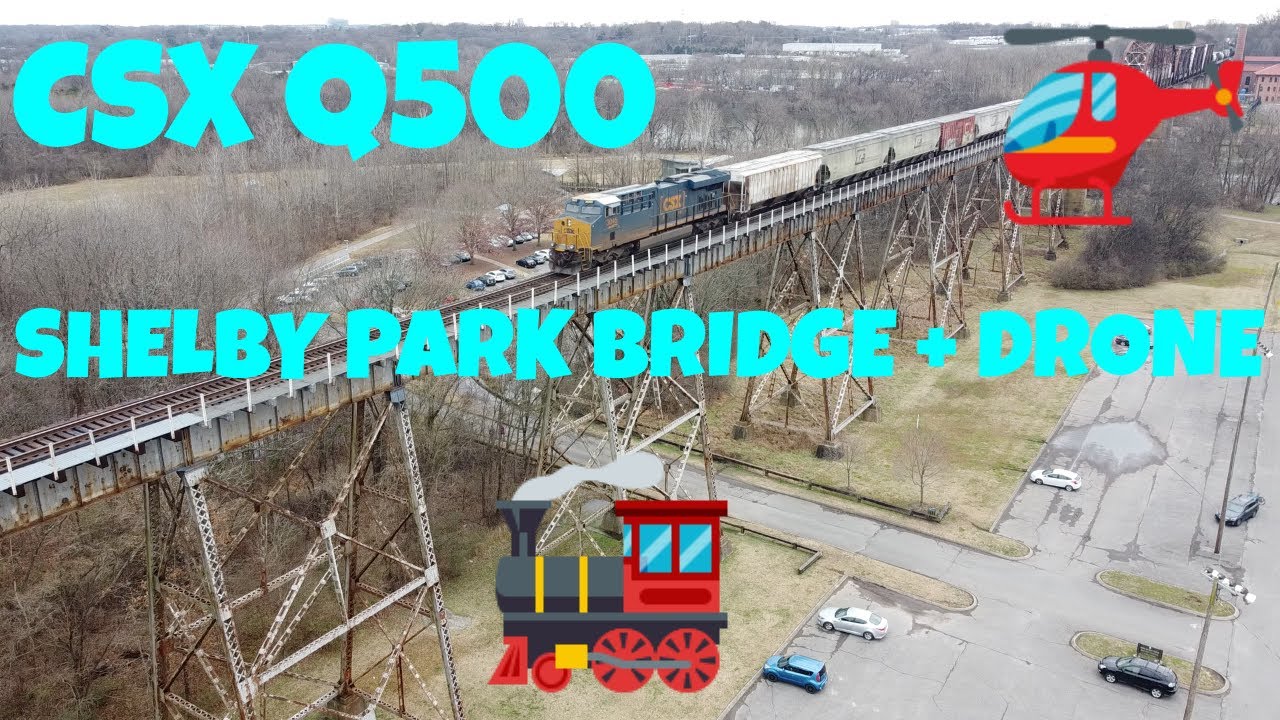 CSX Q500 DRONE FOOTAGE OF TRAIN CROSSING SHELBY PARK BRIDGE IN NASHVILLE