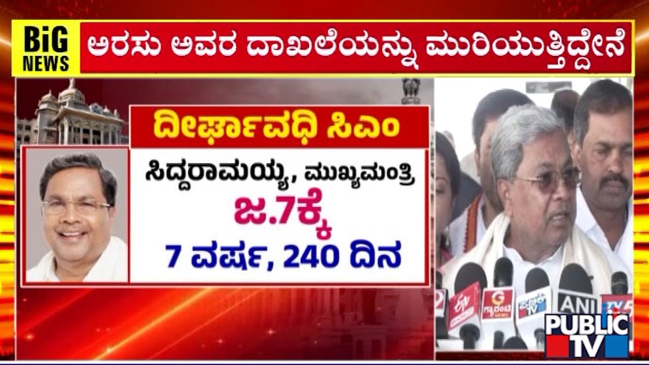 Siddaramaiah To Become Longest Serving CM of Karnataka | Public TV