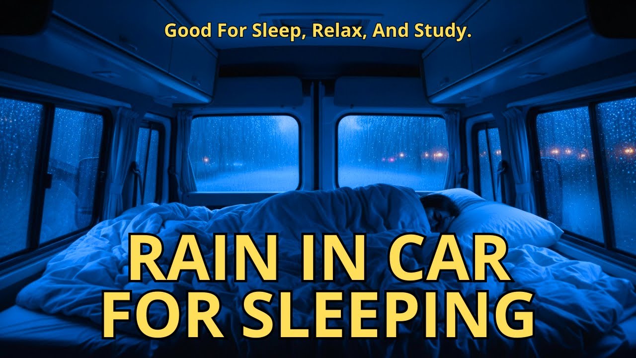 rain on car - relaxing rain sounds for sleeping, help insomnia, stress relief, concentrate, ASMR