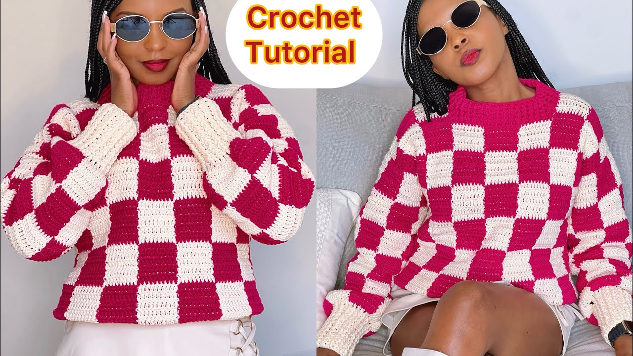 Crochet Checkered Sweater  /  Pullover  Tutorial