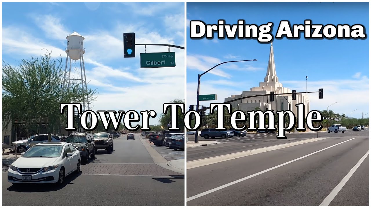 Driving in Arizona 4K - Lets Drive Gilbert Downtown Shopping Neighborhood Tour