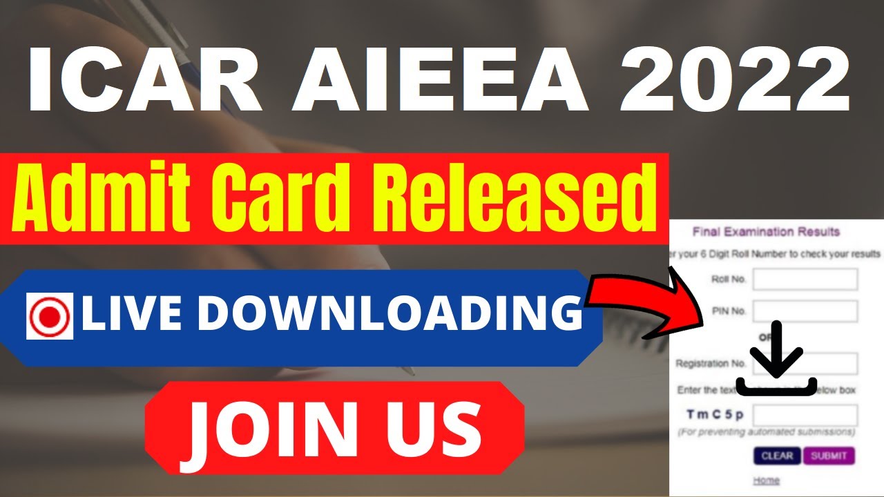 ICAR AIEEA 2022 Admit Card (Released) - Check & Download ICAR AIEEA 2022 Admit Card Here