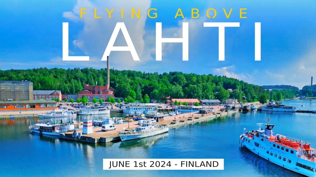 Flying above Lahti: Lake Vesijärvi Harbor area, June 2024, Finland [4K] #slowtv