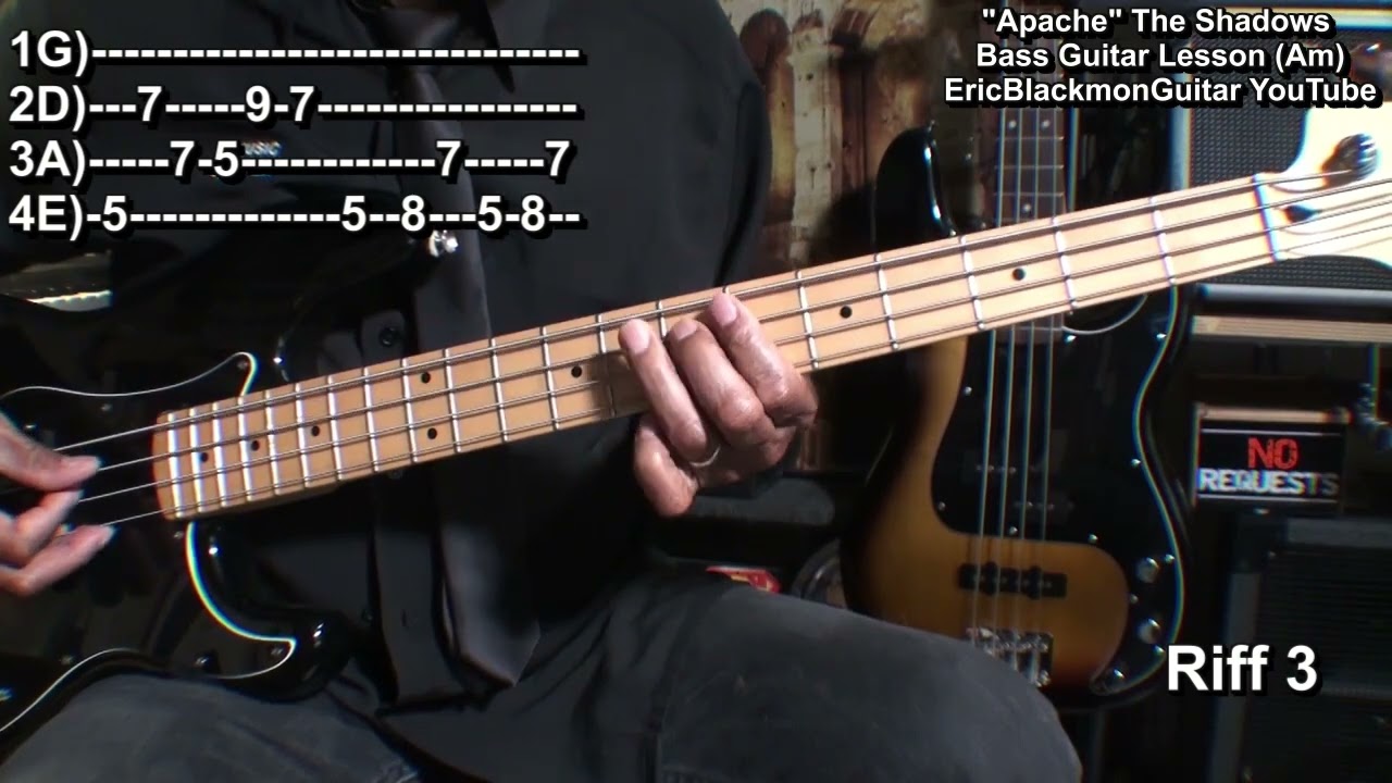 APACHE The Shadows Bass Guitar Lesson TABS  