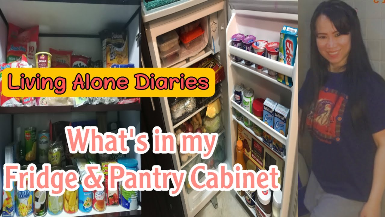 What inside My Fridge and Pantry | Small Pantry Cabinet and Fridge Tour | Living Alone Diaries