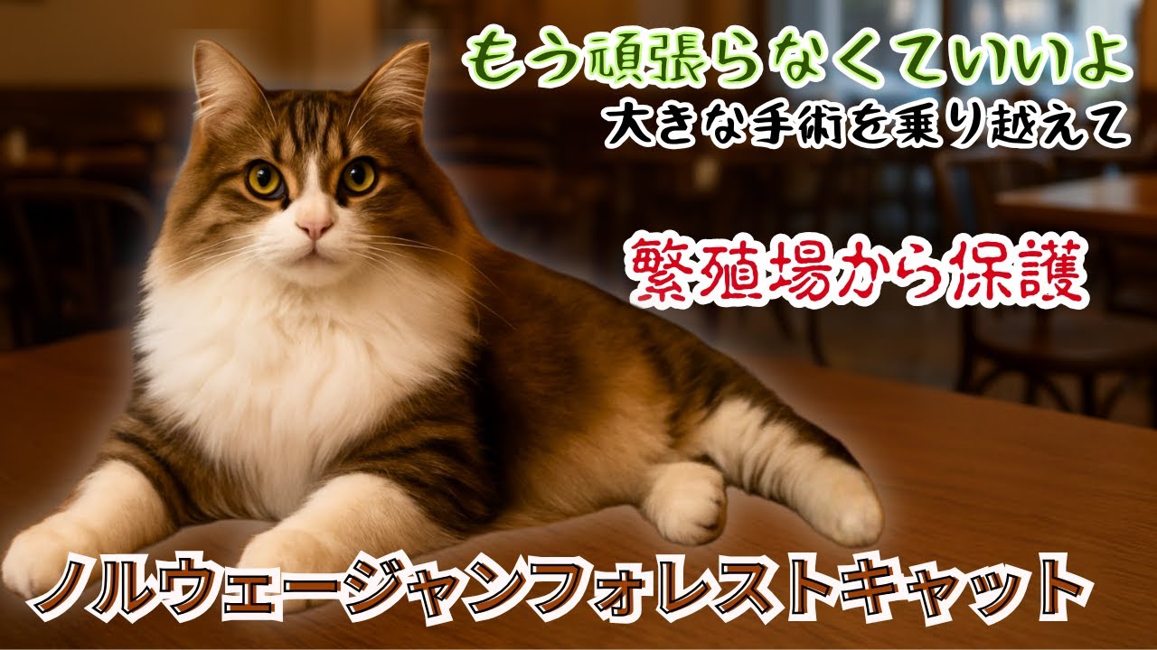 【涙】繁殖場で７年・・・初めて安心を知ったノルウェージャンフォレストキャットの『へそ天』に言葉が出ません（保護猫カフェ猫の木）十三駅Beautiful Norwegian Forest Cat
