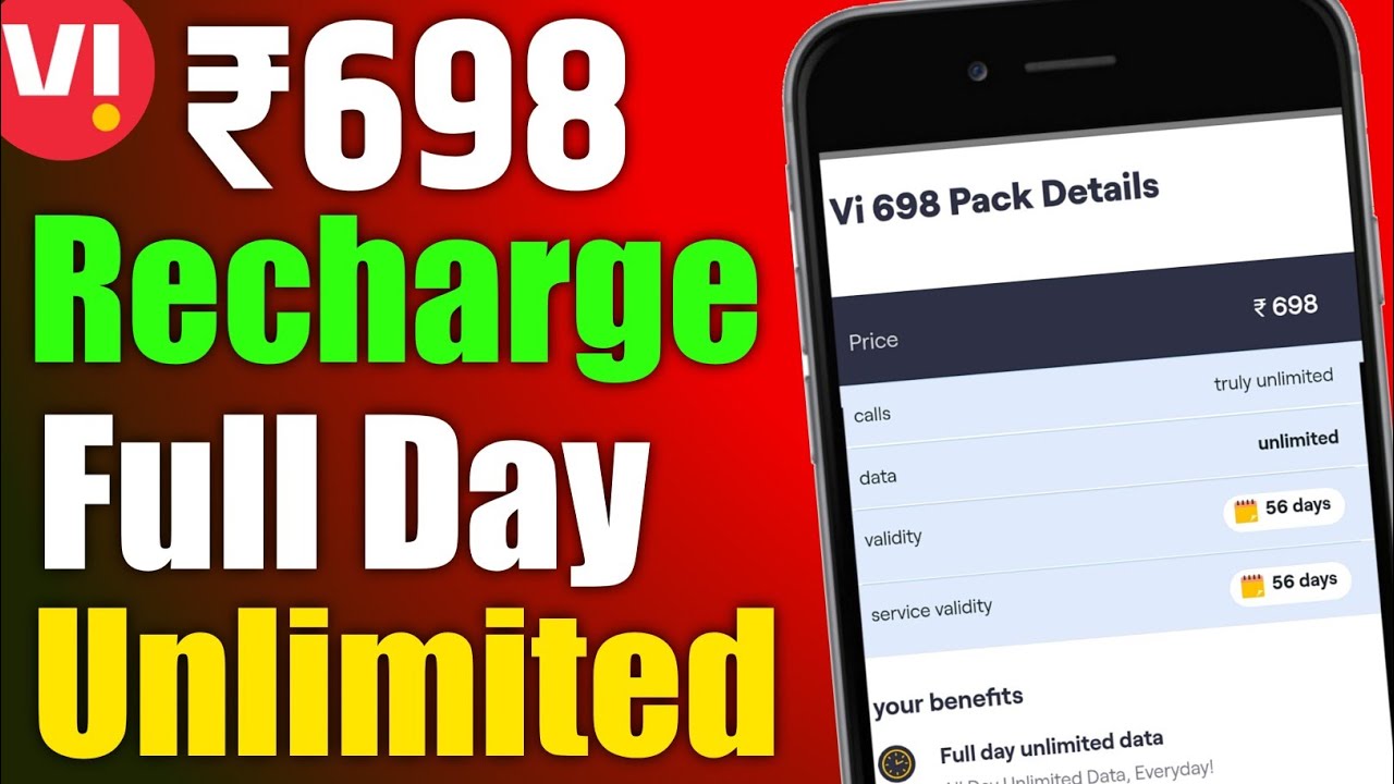 Vi ₹698 Recharge Plan Full Day Unlimited Data Or Not ? Vodafone Idea Plan ₹698