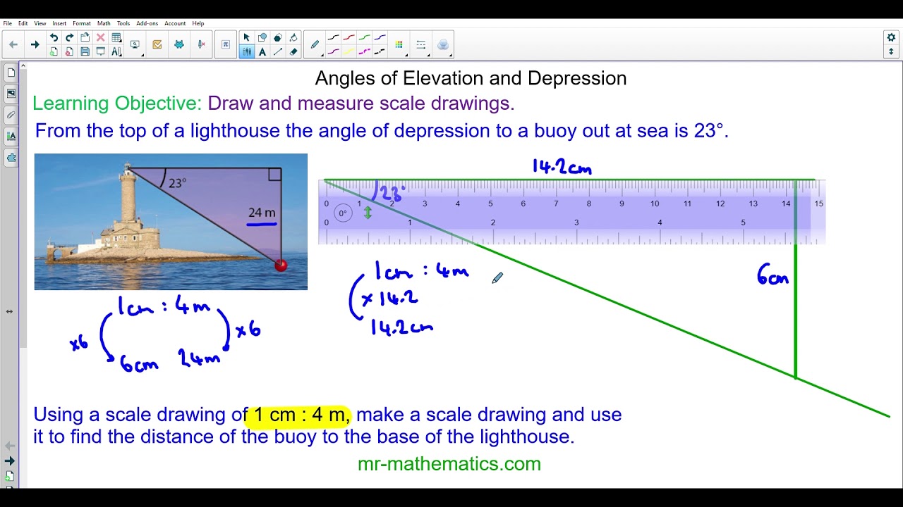 Scale Drawing of Angles of Depression and Elevation | Mr Mathematics