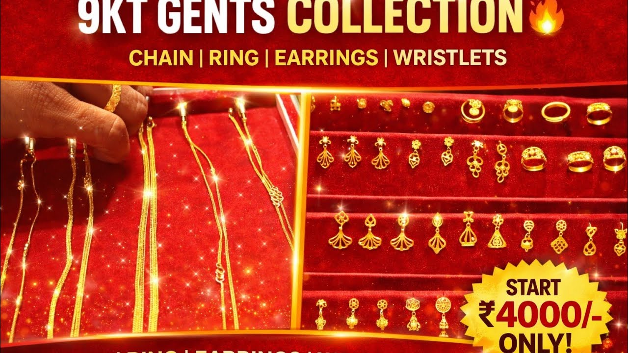 ₹4000 Theke 9KT Gold? 😱 Gents Chain, Ring, Earrings Full Collection 🔥