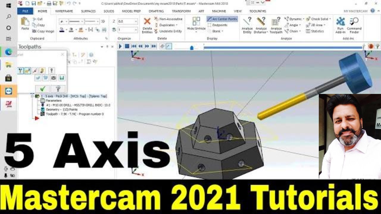 Mastercam 2021 tutorials for beginners | Mastercam 2021 multi axis drilling tutorial |#4axis #5axis