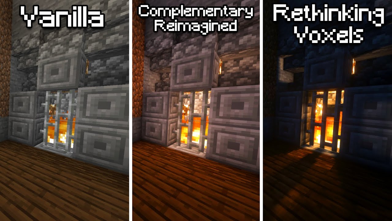 Vanilla VS Complementary Reimagined VS Rethinking Voxels - Best Minecraft Shaders Comparison