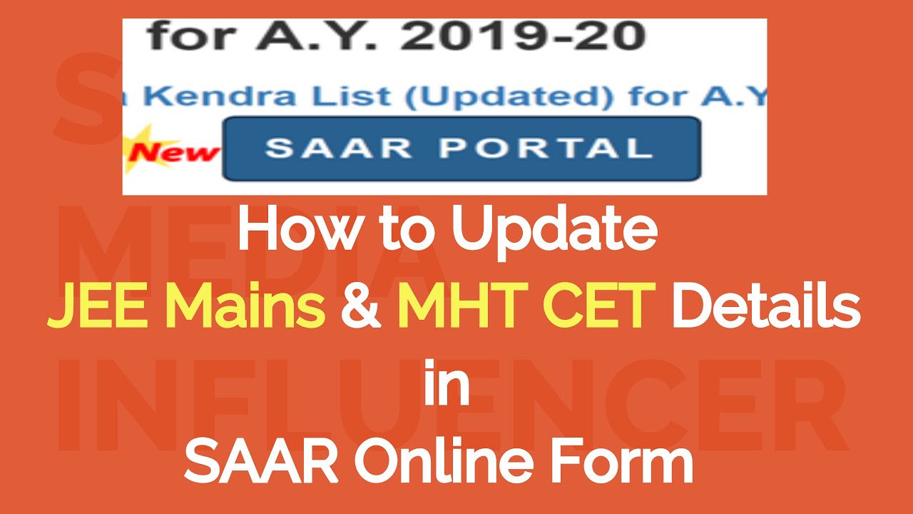 Neet, Jee Main & MHT CET in SAAR Application Form || SAAR 2019