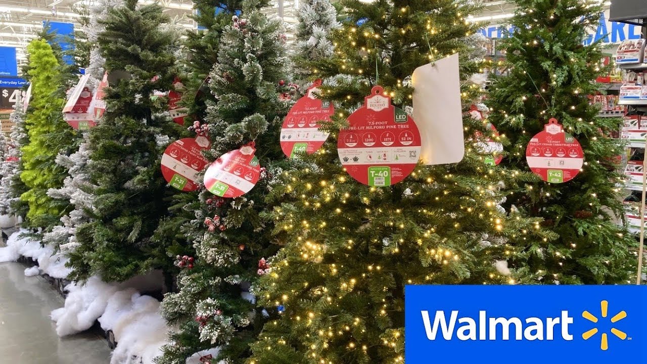 WALMART CHRISTMAS DECORATIONS CHRISTMAS TREES ORNAMENTS SHOP WITH ME SHOPPING STORE WALK THROUGH
