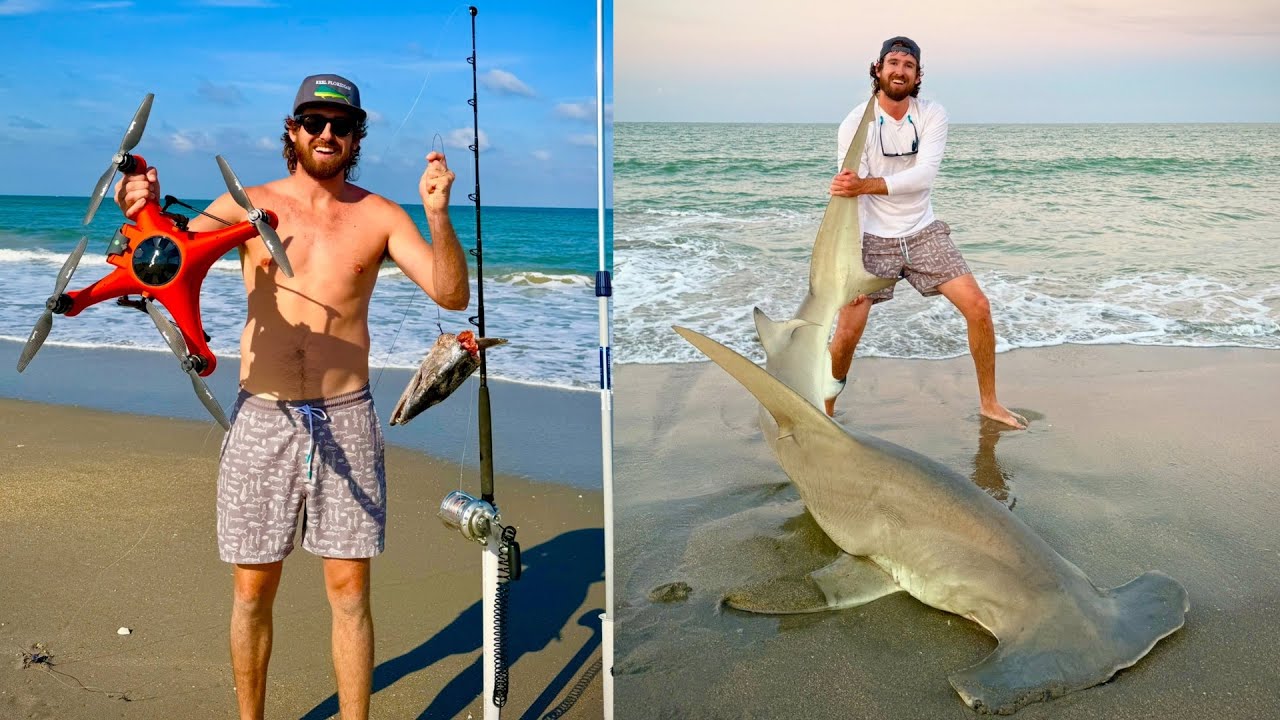 Using a Drone to Catch BIG SHARKS! 🦈 - shark fishing ep. 1