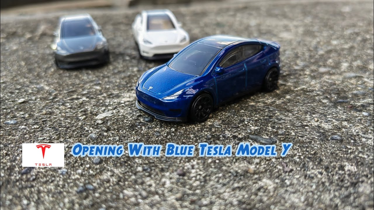 Opening With Blue Tesla Model Y