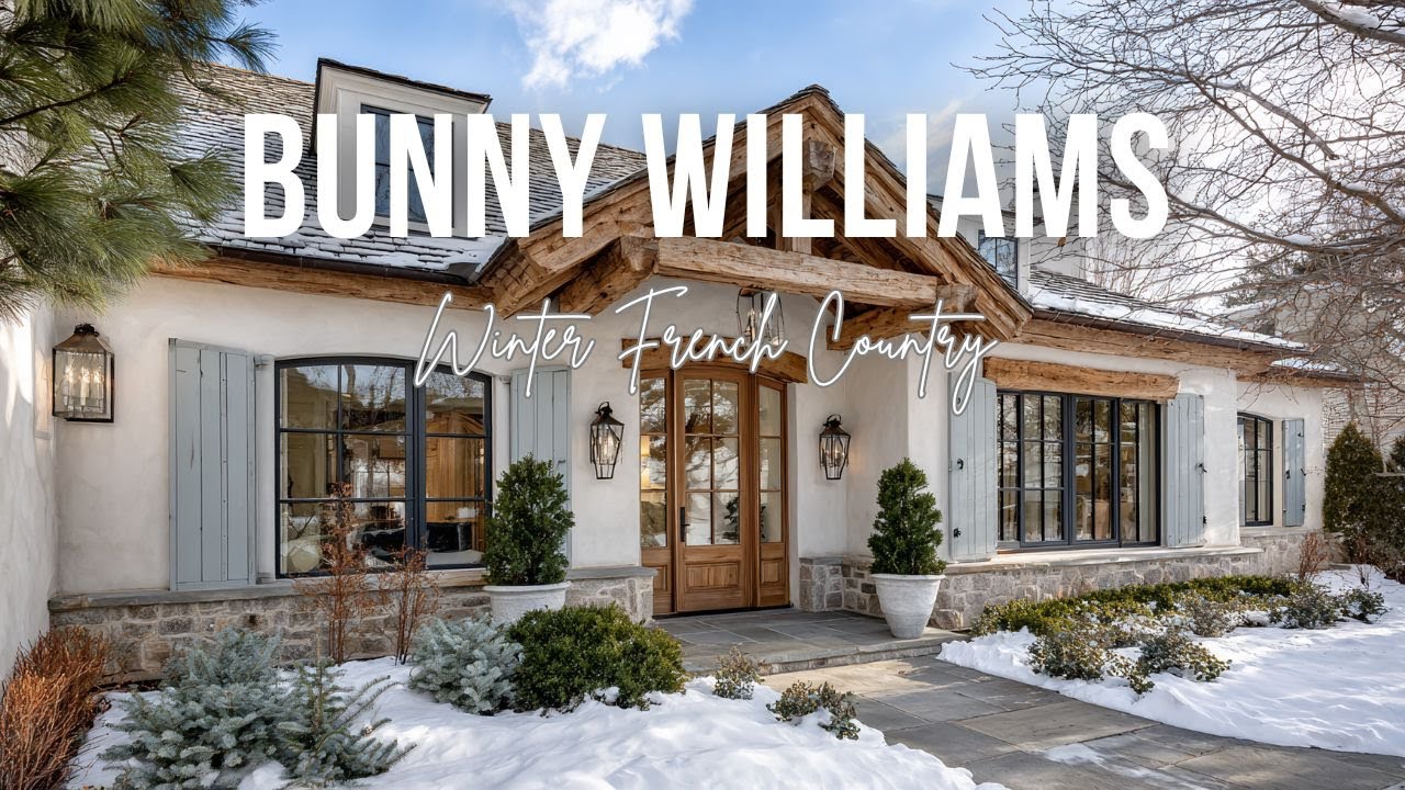 Cozy Winter French Country Homes inspired by Bunny Williams in warm white and muted blue