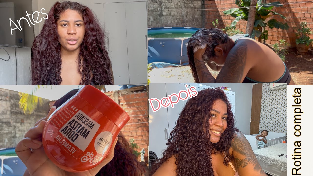 ROTINA CAPILAR COMPLETA 💕🧚🏼‍♂️ umectação para crescimento, matizador da Salon line + finalização 