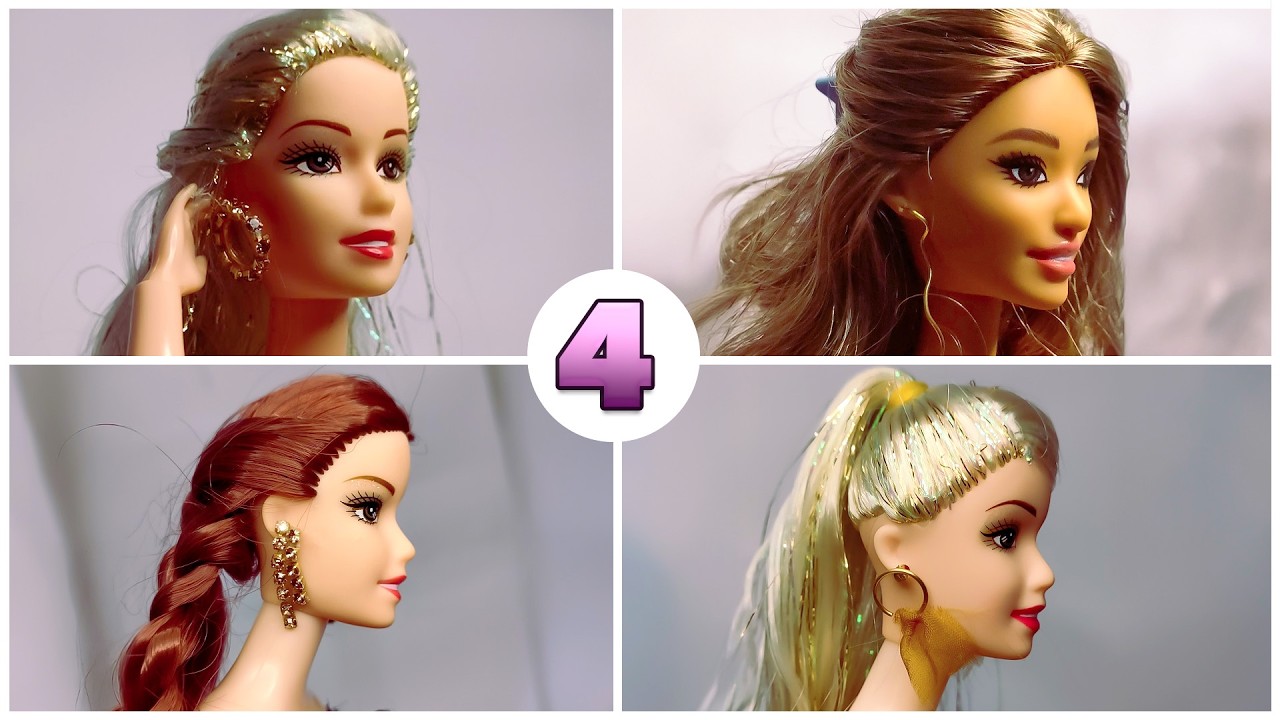 4 DIY Barbie Earrings | Cute & Easy Barbie Jewelry 💕