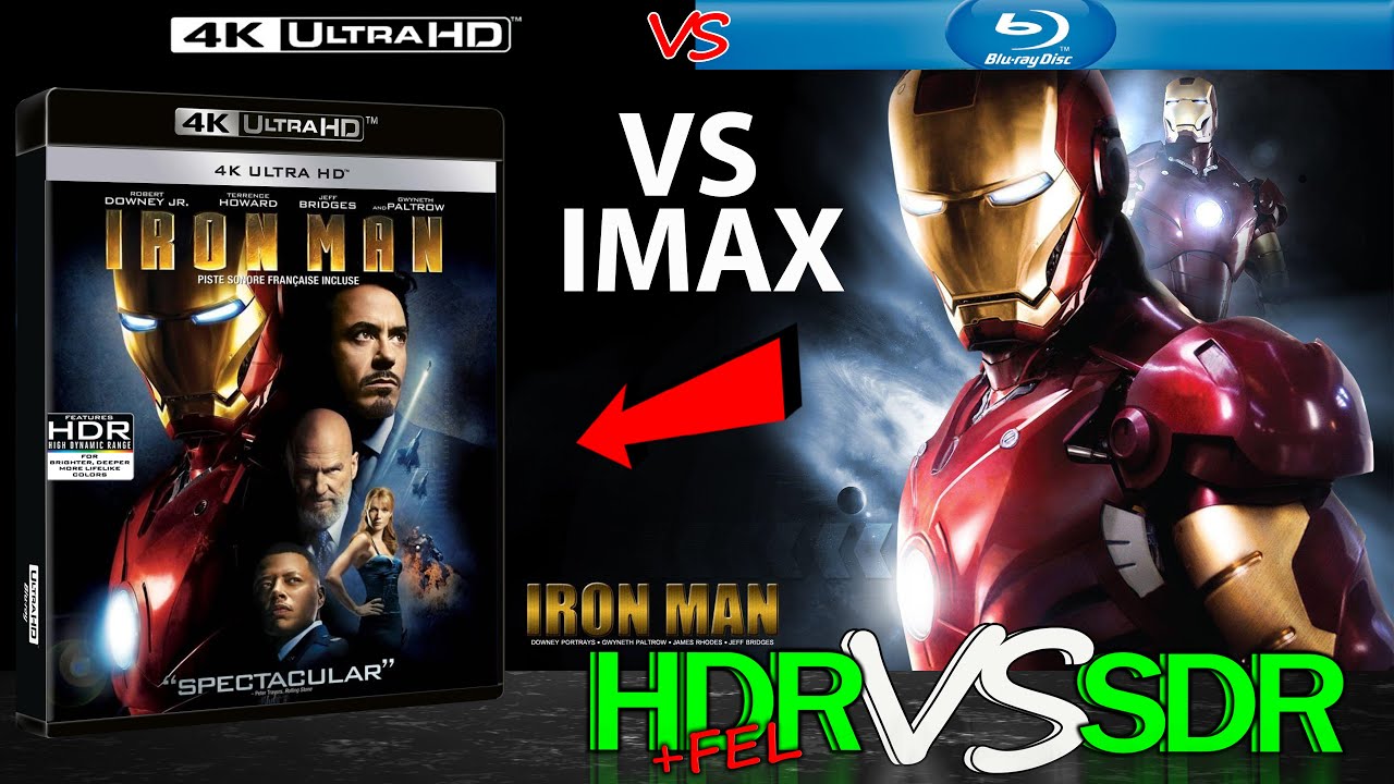 Iron Man 2008 HDR ANALYSIS 4K Blu Ray vs 1080p BD SDR 100nits #TRUE_DIFFERENCE #WATCH_IN_HDR