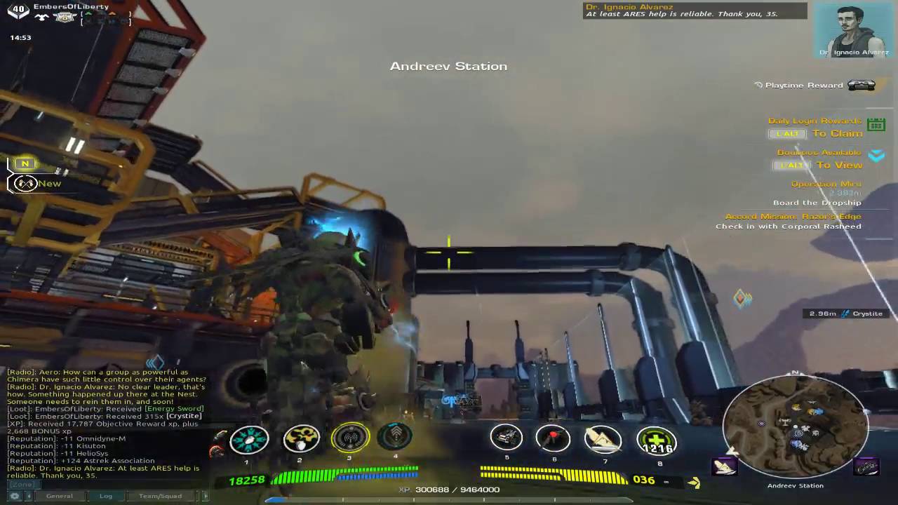 Firefall PvE ARES Jobs Astrek Reputation Andreev Station
