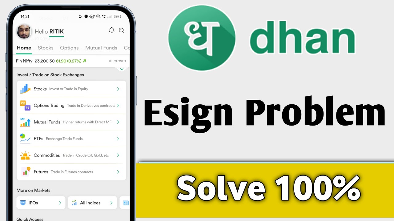Dhan App Esign Problem Solve 100%