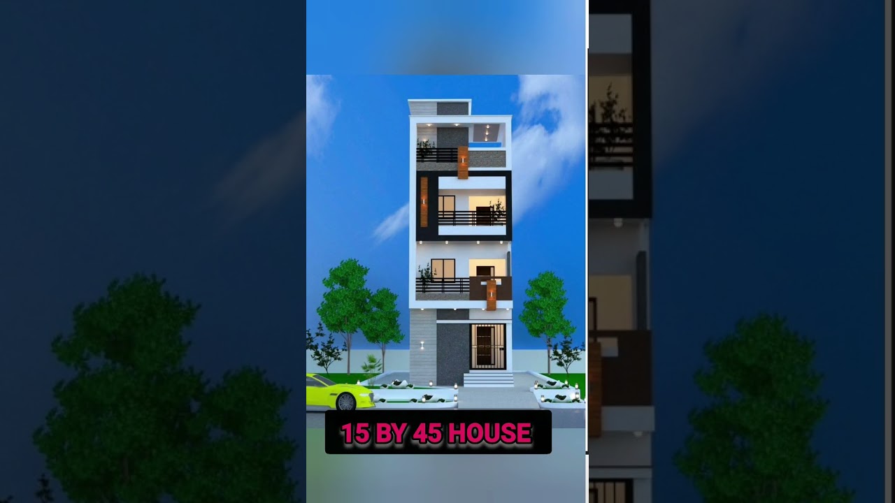 15 by 45 house plan 🏠 15x45 house design with elevation #youtubeshorts #ytshort #viral