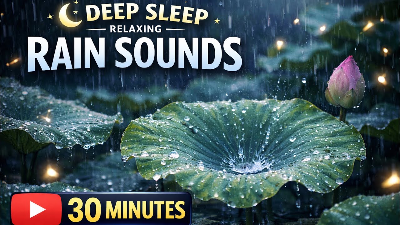 Heavy Rain on Lotus Leaves – 30 Min Deep Sleep & Relaxation