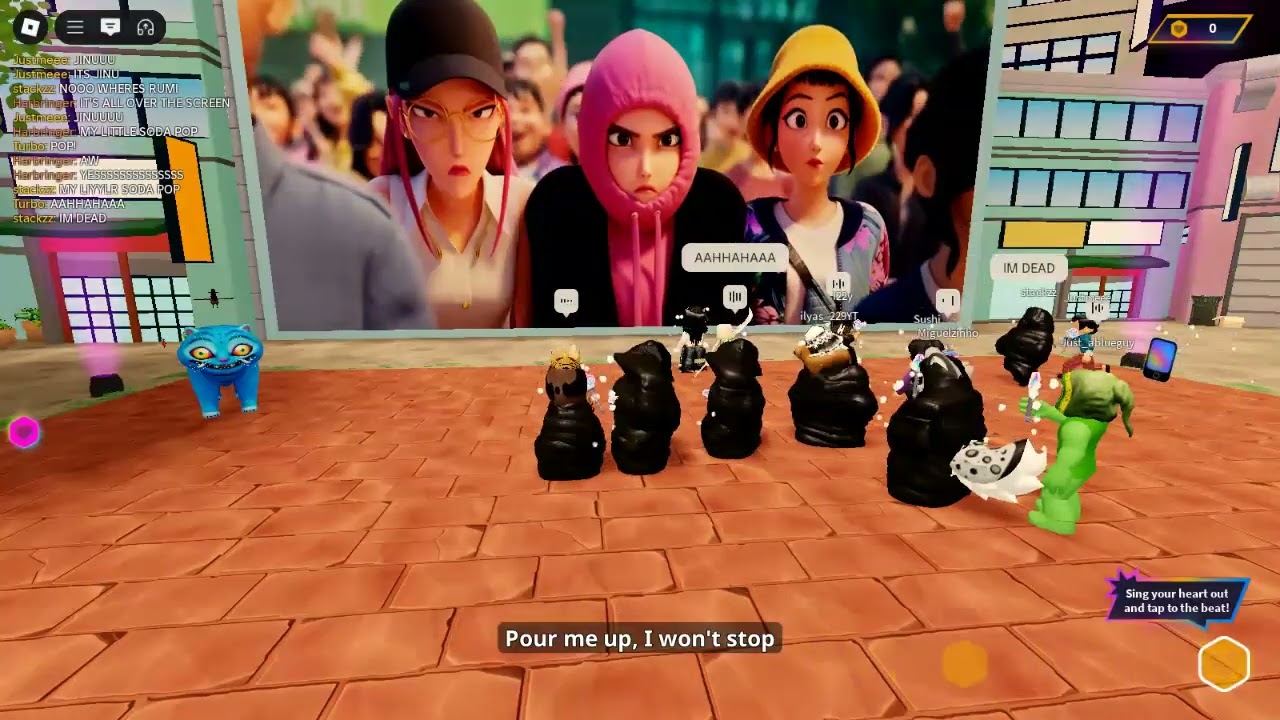 evil toastymp4 watches kpop demon hunter concert on roblox