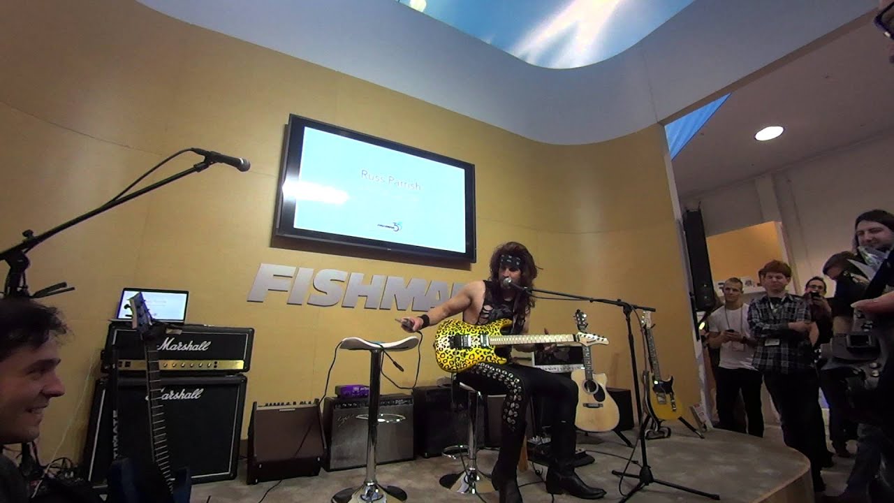 RUSS PARRISH SATCHEL from STEEL PANTHER FISHMAN BOOTH NAMM 1/21/2016