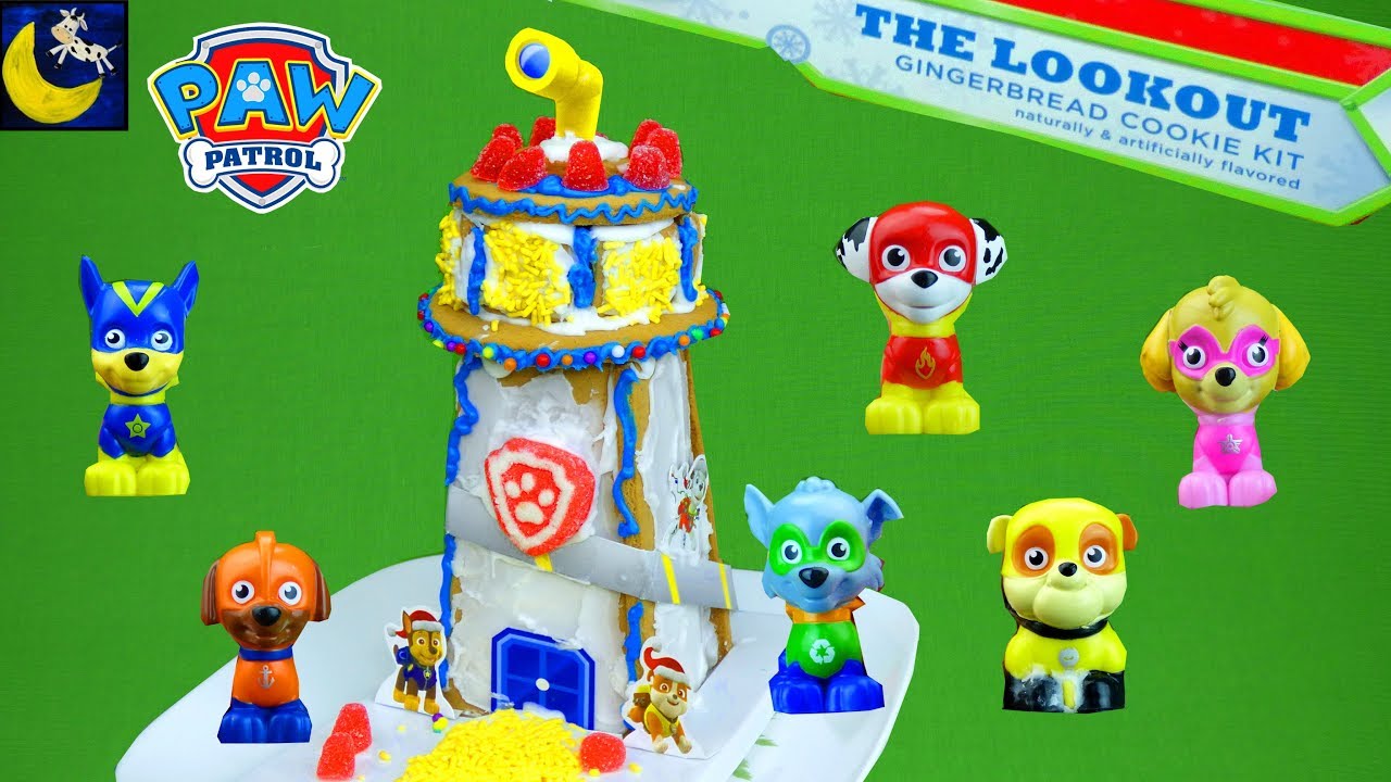 Paw Patrol Toys Build The Lookout Tower Gingerbread House Cookie Kit with Super Hero Pups Toys