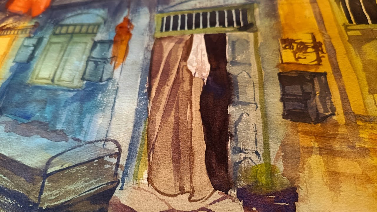 Old architecture in Watercolor technique 