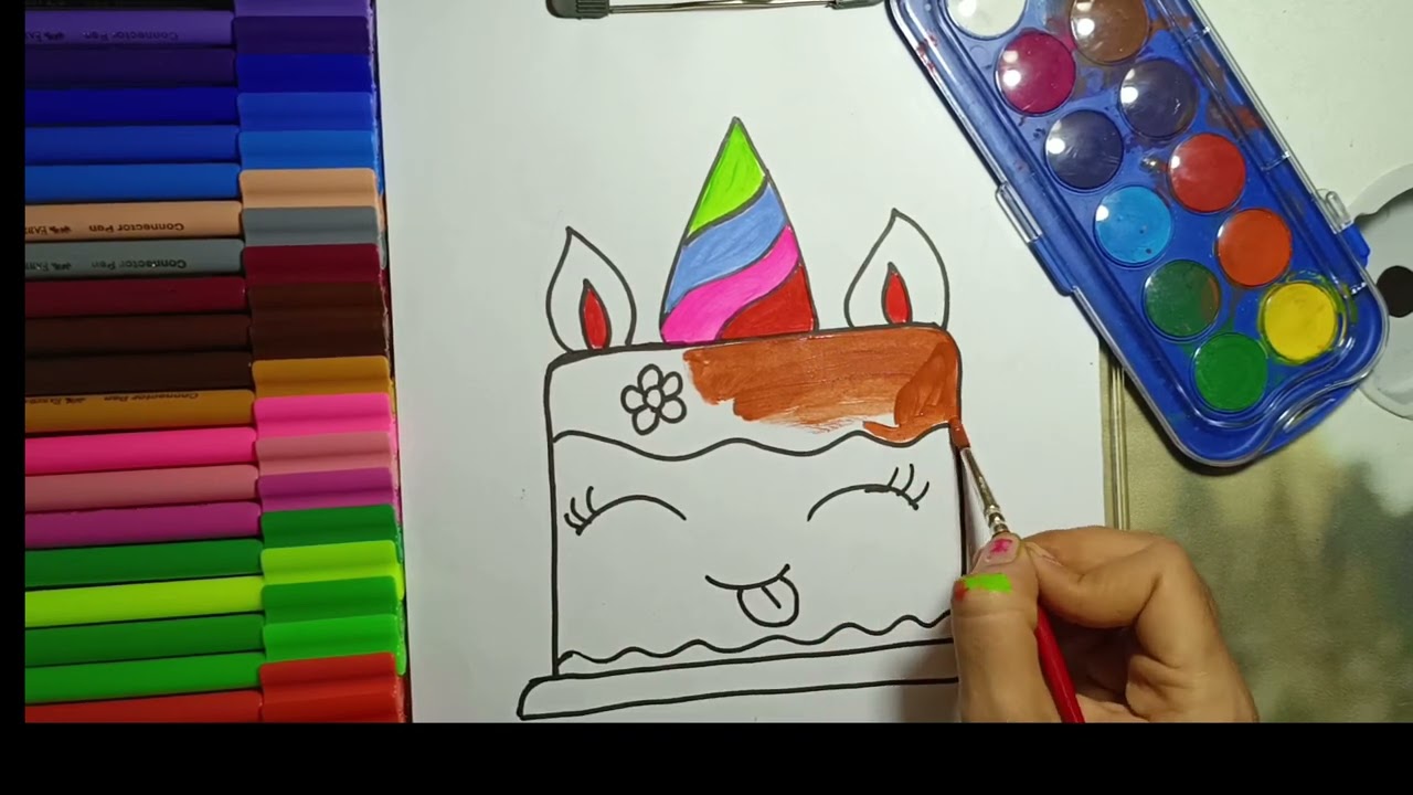 How to Draw a Birthday Cake Step by Step | Drawing, Color, paint a birthday cake l cake for Kids
