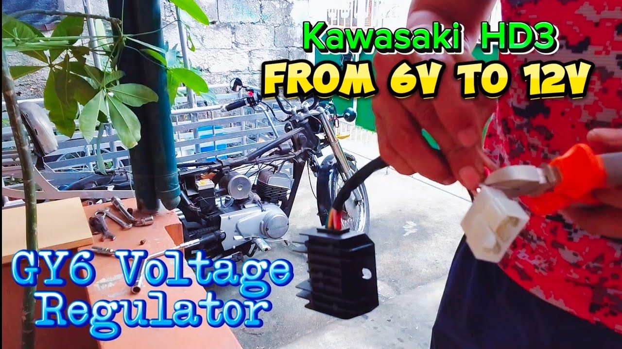 Kawasaki HD3 Conversion From 6 volts to 12 volts | GY6 Voltage Regulator