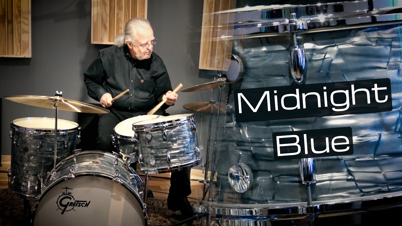 INCREDIBLE CONDITION! Gretsch Round Badge Kit - Midnight Blue + Istanbul Agop Cymbals