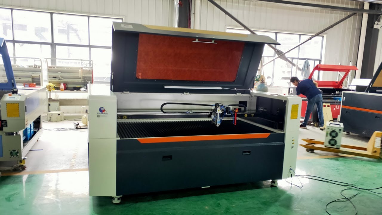 1810 co2 laser cutting machine hybrid laser cutter 500w for metal nonmetal with small EFR60w and CCD