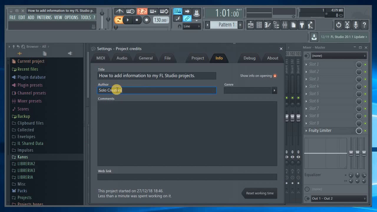 HOW TO ADD INFORMATION TO YOUR FRUITY PROJECTS IN FL STUDIO